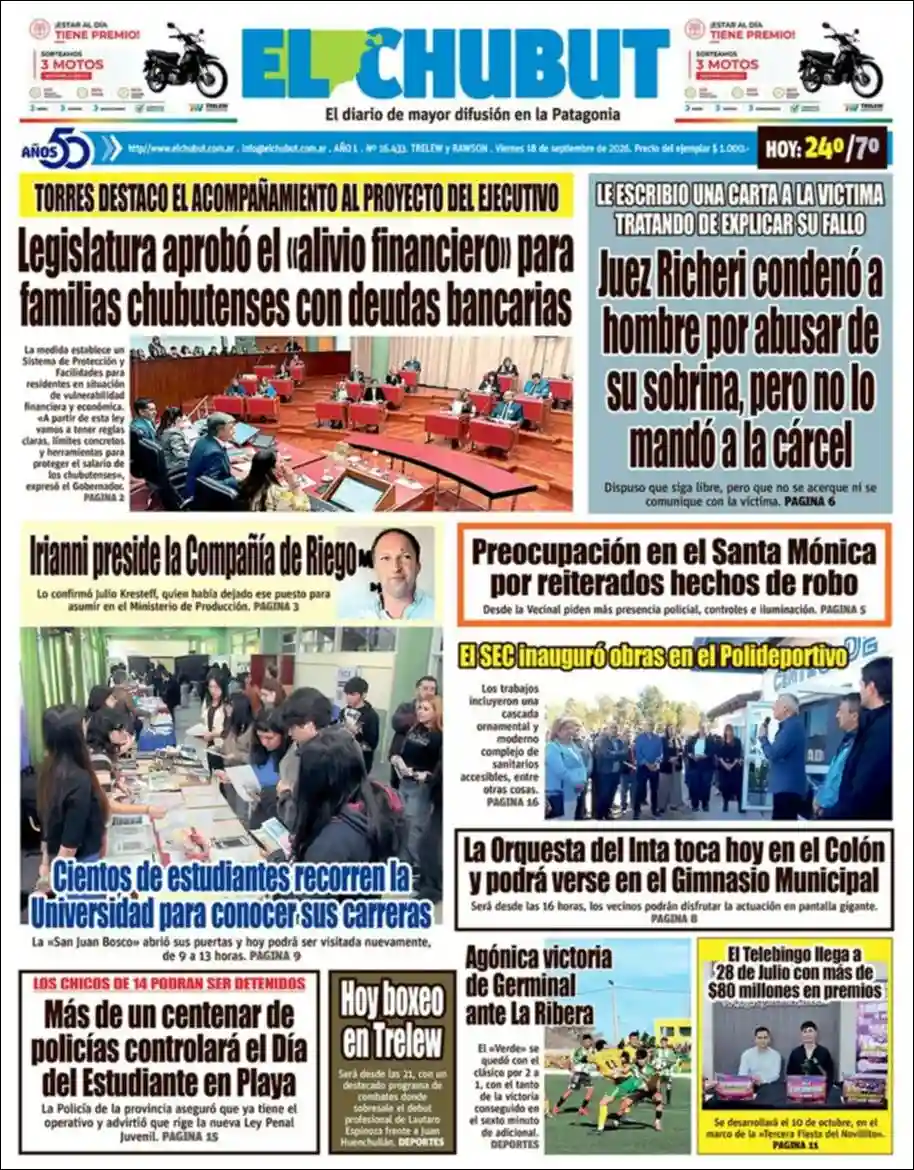 Estudios Max | AGENCIA DE GUARDIA - Tapa del diario El Chubut