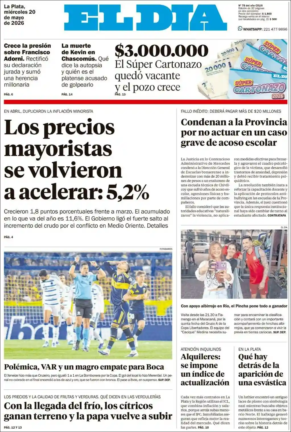 Estudios Max | AGENCIA DE GUARDIA - Tapa del diario El Dia