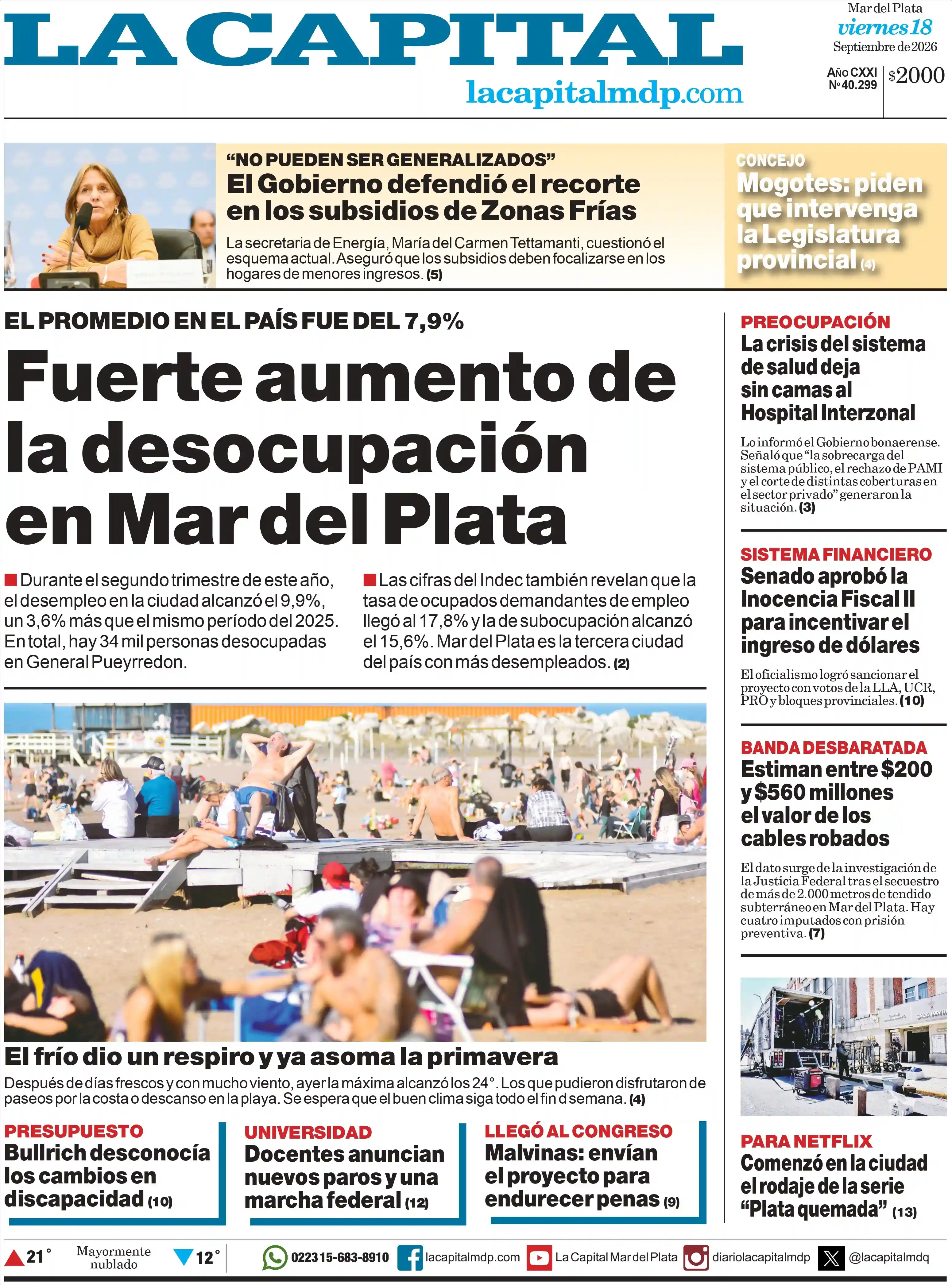 Estudios Max | AGENCIA DE GUARDIA - Tapa del diario La Capital